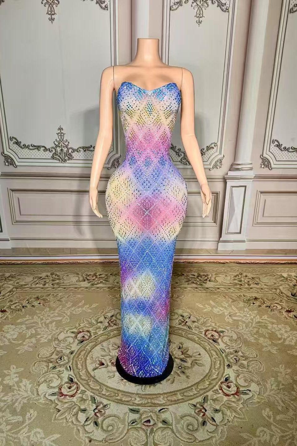 Strapless Prom Dress Mermaid Formal Evening Dress with Beadings