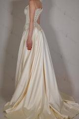 Strapless Sleeveless Long A Line Evening Formal Dress With Pleated Beading