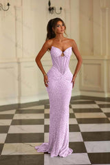 Strapless Sleeveless Long Mermaid Evening Formal Dress With Beading