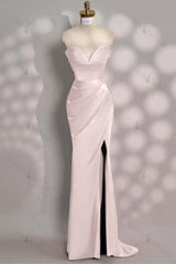 Strapless Sleeveless Mermaid Long Evening Formal Dress With Front Split