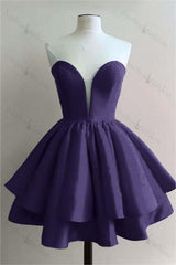 Strapless Sweetheart Sleeveless Pleated Short Homecoming Dress With Ruffles