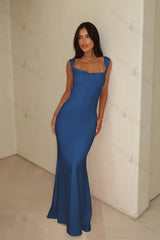 Straps Sleeveless Long Mermaid Evening Formal Dress With Pleated