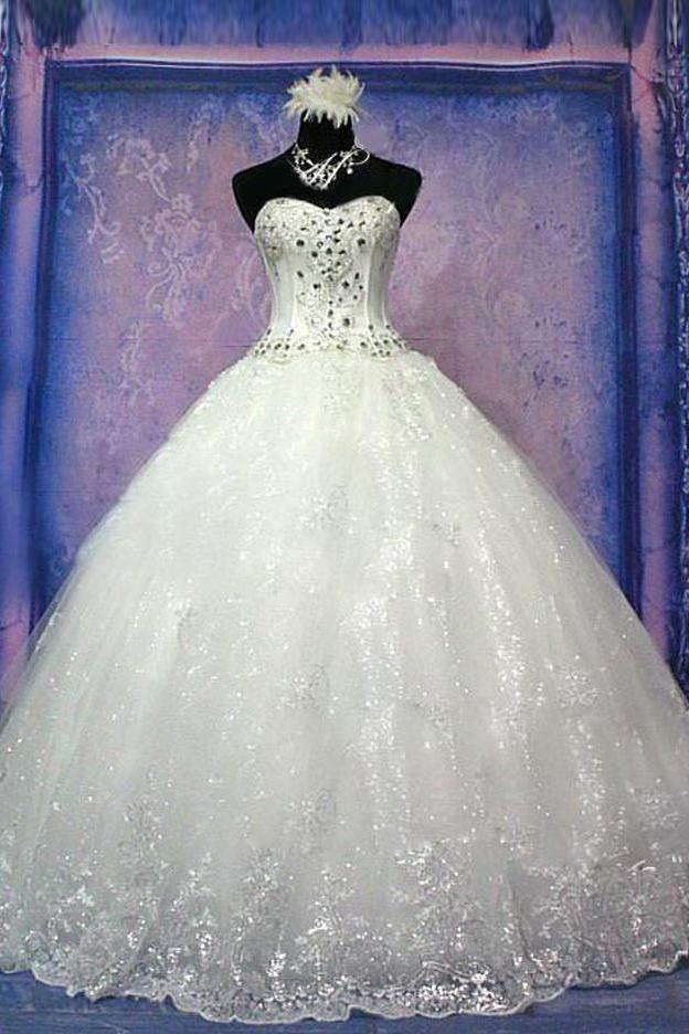 Stunning Gorgeous Sweetheart Wedding Gowns Lace-Up Bowknot Panel Train Bridal Dresses