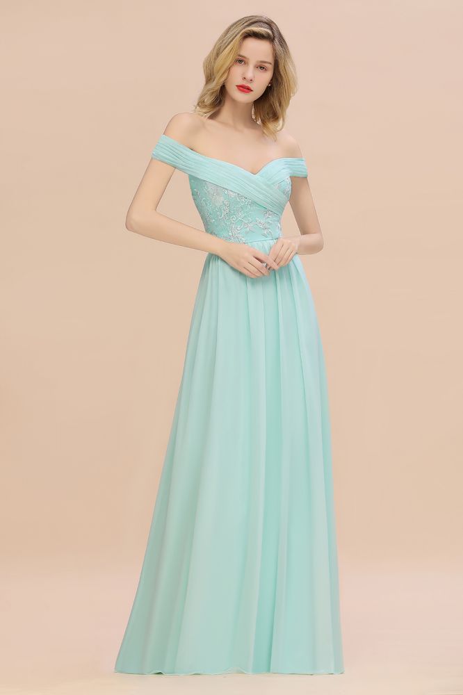 Stunning Sweetheart Ruffles Simple Prom Dresses Off the Shoulder aline Bridesmaid Dress