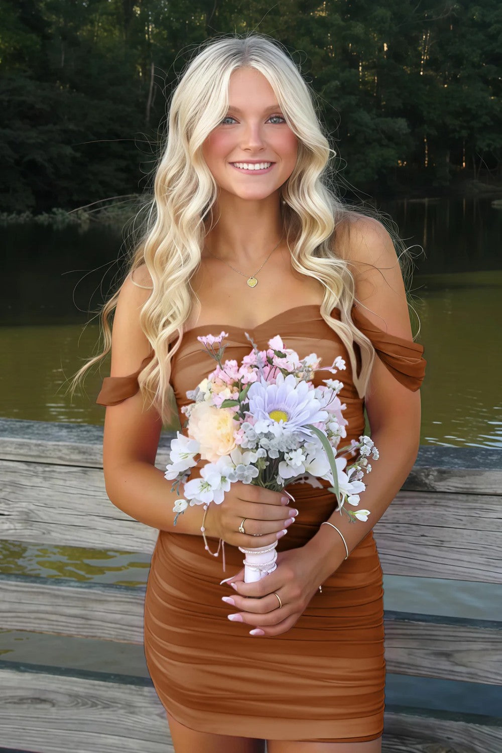 Stylish Sheath Off the Shoulder Pink Short Homecoming Dress with Ruched