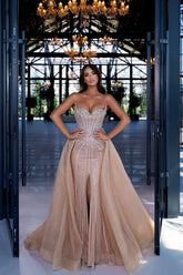 Suzhoufashion Beaded Formal Dress Sweetheart Chamapgne Panel Train Prom Evening Gown