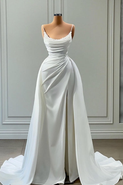 Suzhoufashion Beautiful White Spaghetti Straps Wedding Dresses With Beads Long A-line Suzhoufashion Beautiful White Spaghetti Straps Wedding Dresses With Beads Long A-line