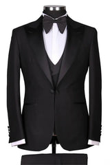 Suzhoufashion Black Peaked Lapel Single Breasted Wedding Men Suits