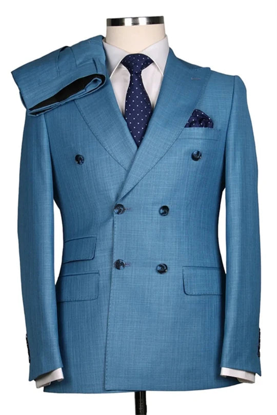 Suzhoufashion Blue Peaked Lapel Best Fitted Formal Men Suits