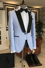 Suzhoufashion Blue Peaked Lapel Slim Fit Bespoke Wedding Suits