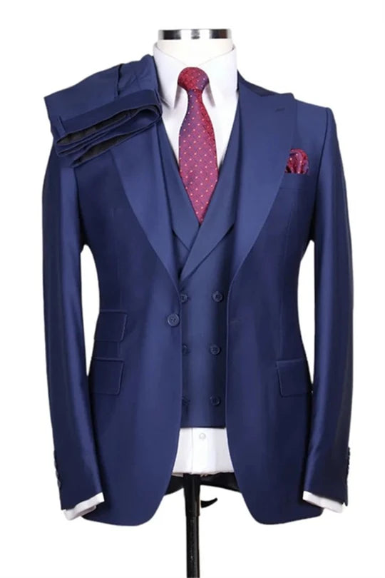Suzhoufashion Blue Slim Fit Peaked Lapel Prom Outfits For Men