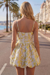 Suzhoufashion Butter Yellow Floral Keyhole A-Line Short Homecoming Dress with 3D Flower