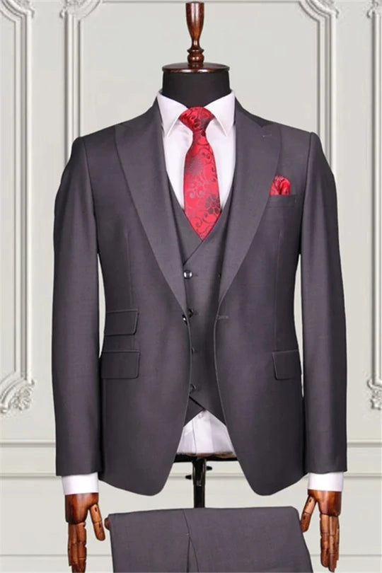 Suzhoufashion Classic Grey Single Breasted Slim Fit Men Suits