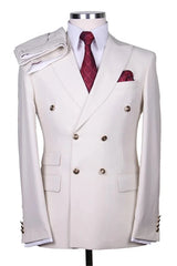 Suzhoufashion Classic White Double Breasted Men Suits