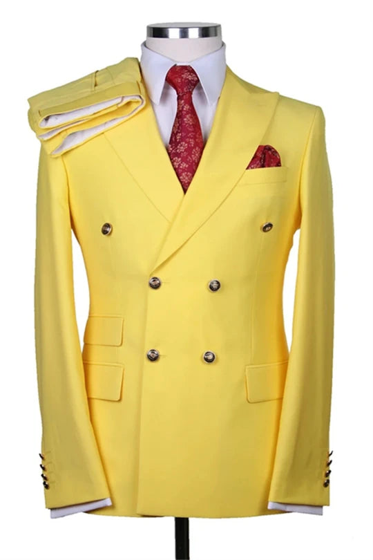 Suzhoufashion Classic Yellow Double Breasted Men Suits