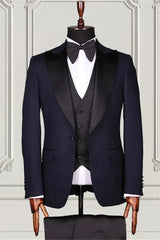 Suzhoufashion Dark Navy Single Breasted Slim Fit Men Suits