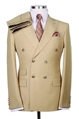 Suzhoufashion Dark Yellow Peaked Lapel Two Pieces Wedding Men Suits