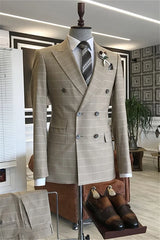 Suzhoufashion Double Breasted Peaked Lapel Business Men Suits