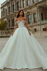 Suzhoufashion Elegant Off-the-shoulder Sleeveless Wedding Dresses With Beads Long A-line