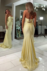 Suzhoufashion Fashionable Mermaid Sweetheart Yellow Long Prom Dress With Keyhole Criss Cross Back Formal Evening Gown