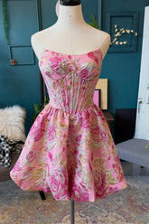Suzhoufashion Floral Corset Blush A-Line Short Homecoming Dress
