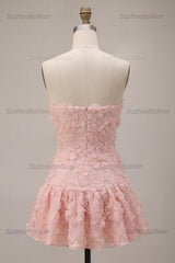 Suzhoufashion Floral Pink A-Line Beaded Short Homecoming Dress