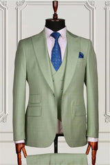 Suzhoufashion Formal Mint Green Three Pieces Peaked Lapel Men Suits