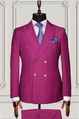 Suzhoufashion Fuchsia Modern Double Breasted Best Fitted Prom Men Suits