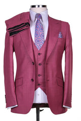 Suzhoufashion Fuchsia Three Pieces Business Men Suits