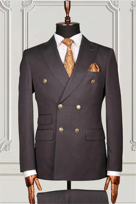 Suzhoufashion Gorgeous Gray 2 Pieces Double Breasted Best Fitted Formal Suits