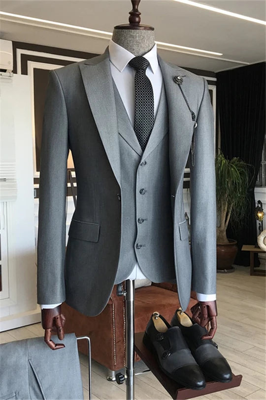Suzhoufashion Gray Three Piece Men Suits For Prom