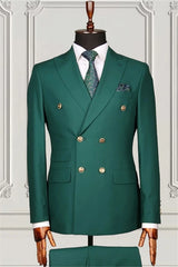 Suzhoufashion Green Double Breasted Formal Business Men Suits