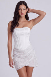 Suzhoufashion Ivory Corset Lace Tight Ruched Strapless Short Engagement Dress