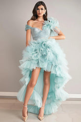Suzhoufashion Light Green High-Low Organza Short Homecoming Dress