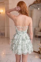Suzhoufashion Light Green Strapless A Line Short Corset Homecoming Dress with Ruffles