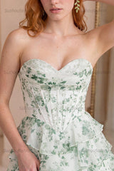Suzhoufashion Light Green Strapless A Line Short Corset Homecoming Dress with Ruffles