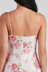 Suzhoufashion Light Pink Sequin Floral Tight Short Homecoming Dress with Bow