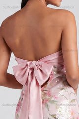 Suzhoufashion Light Pink Strapless Sequin Floral Tight Short Homecoming Dress