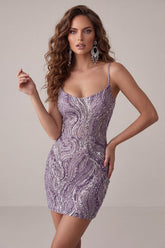 Suzhoufashion Lilac Beaded Tight Short Homecoming Dress