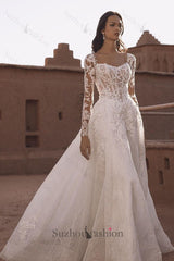 Suzhoufashion Long Sleeve Wedding Dress Tulle A Line Bridal Gown