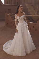 Suzhoufashion Long Sleeve Wedding Dress Tulle A Line Bridal Gown