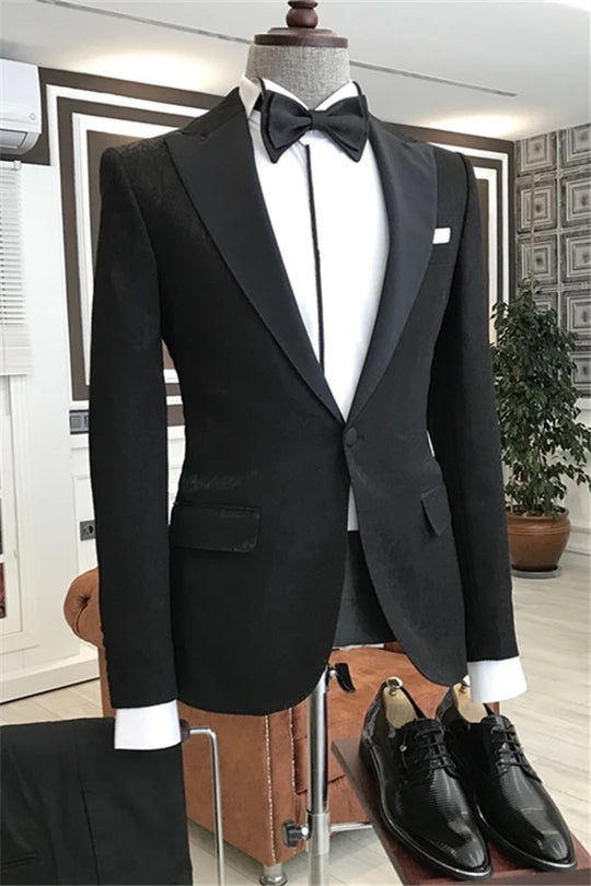 Suzhoufashion Mason Classic Black Gorgeous Three Piecess Men Suits For Business