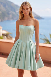 Suzhoufashion Mint Green Strapless Corset A-Line Short Homecoming Dress