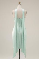 Suzhoufashion Mint Green Strapless Ruched Corset Tight Short Homecoming Dress with Slit