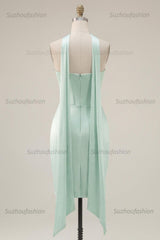 Suzhoufashion Mint Green Strapless Ruched Corset Tight Short Homecoming Dress with Slit
