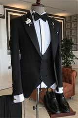 Suzhoufashion Modern Black Slim Fit Peaked Lapel Wedding Men Suits
