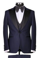 Suzhoufashion Navy Single Breasted Peaked Lapel Men Suits