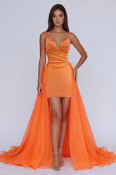 Suzhoufashion Orange Tight Short Beaded Homecoming Dress with Cape