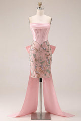 Suzhoufashion Pink Floral Beaded Corset Tight Short Homecoming Dress with Bow