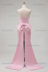 Suzhoufashion Pink Floral Beaded Corset Tight Short Homecoming Dress with Bow